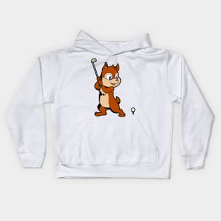 Cartoon chipmunk plays golf - golfer Kids Hoodie